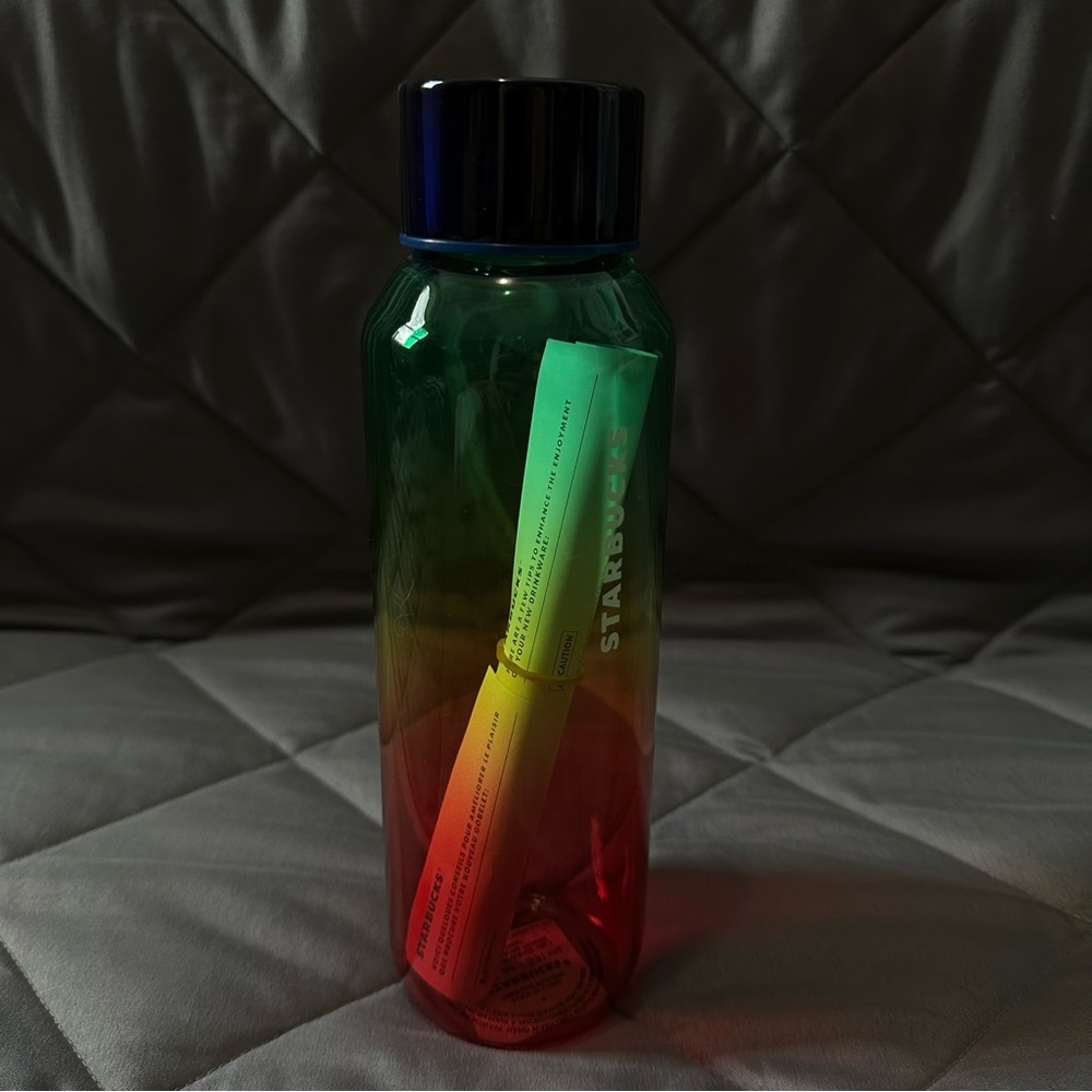 NWT Starbucks Glass Rainbow Water Bottle